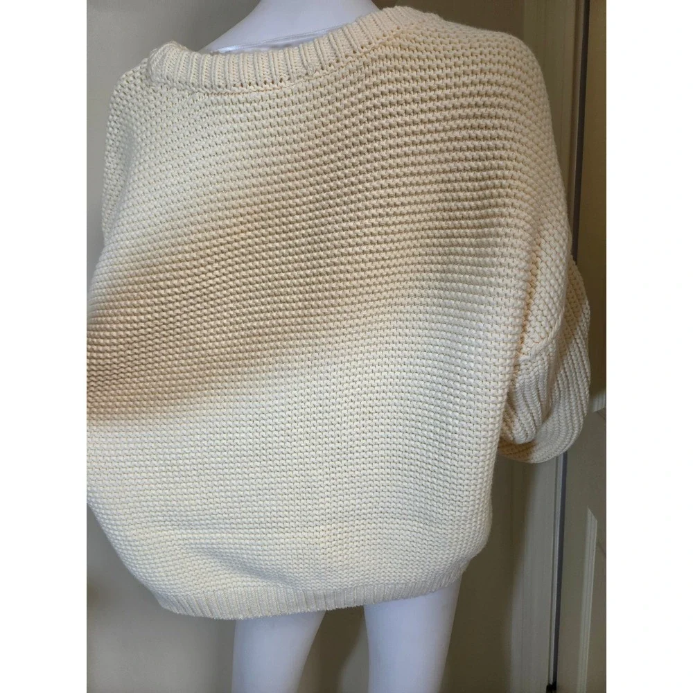 Free People Womens Cream‎ Cable Knit Oversized  Sweater Large OB1343351